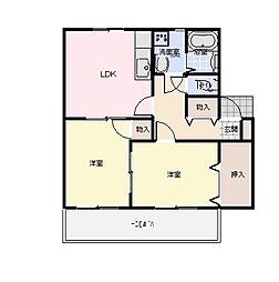ベル・シャーレＢ 2階2LDKの間取り