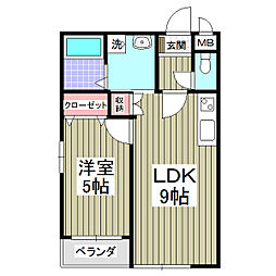 GARDEN MIYAKOII 2階1LDKの間取り
