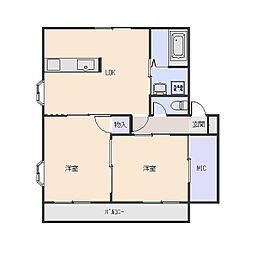 ピュア1 2LDKの間取図画像