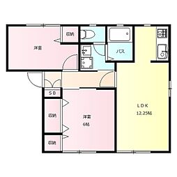 グレースシャルマンA 2LDKの間取図画像