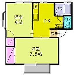 ブルースカイヒルズ 2DKの間取図画像