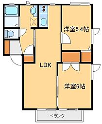 ラフィーネA 2LDKの間取図画像