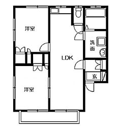 サンライズ2000 2LDKの間取図画像