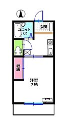 山崎学園マリオンハイツB 1Kの間取図画像