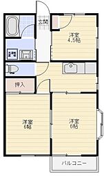パークハイツA 3Kの間取図画像