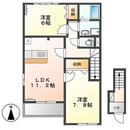 エクセルハイム 2LDKの間取図画像