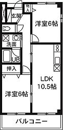 嶋田マンション 2LDKの間取図画像