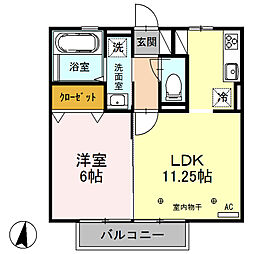 ブルーサファイアB 1LDKの間取図画像