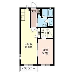 クレセントB 1LDKの間取図画像