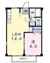 グリーンハイツA 1LDKの間取図画像