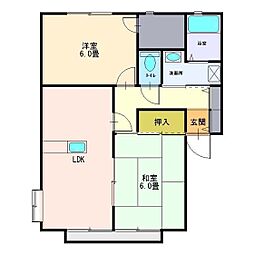 グランメール・ヴィラA棟 2LDKの間取図画像