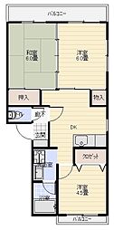 ディアコートフォレスト 3DKの間取図画像