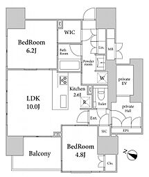 THECONOE<一番町> 2LDKの間取図画像