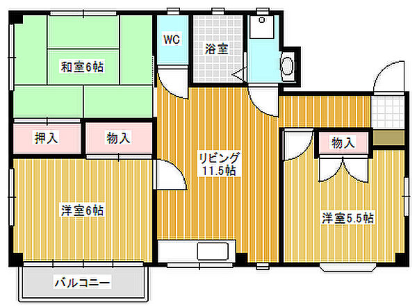 スリーハイツ ｜千葉県松戸市新松戸6丁目(賃貸マンション3LDK・3階・60.20㎡)の写真 その2