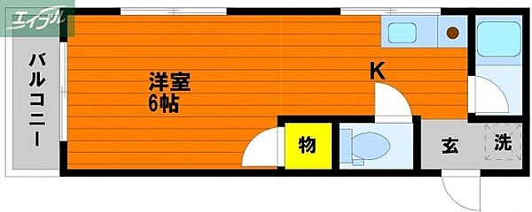 岡山県岡山市北区野田2丁目(賃貸マンション1K・2階・17.94㎡)の写真 その2