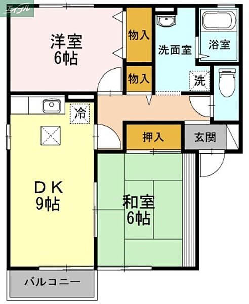 岡山県岡山市南区西市(賃貸アパート2DK・1階・55.40㎡)の写真 その2