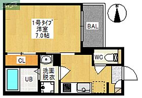 岡山県岡山市北区上中野2丁目（賃貸アパート1K・1階・25.84㎡） その2