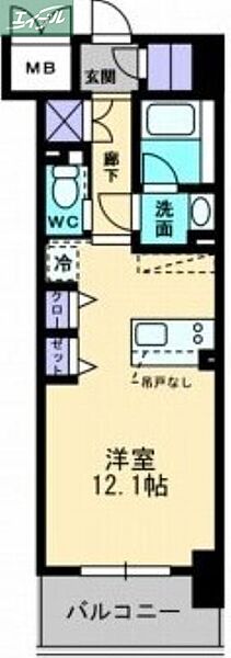 岡山県岡山市北区西古松(賃貸マンション1K・5階・34.69㎡)の写真 その2