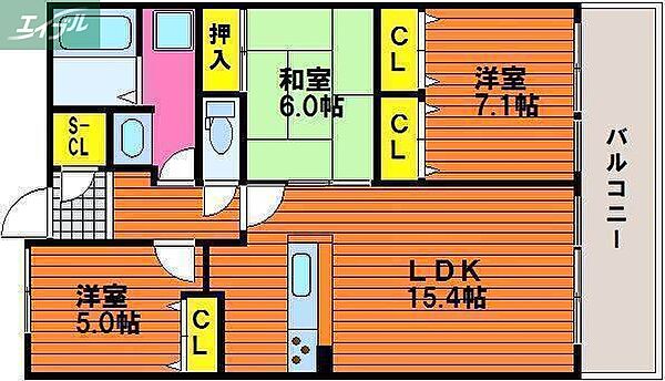 岡山県岡山市北区大供表町(賃貸マンション3LDK・9階・74.88㎡)の写真 その2