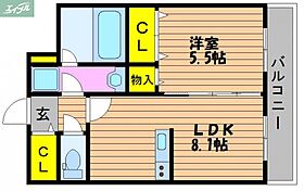 岡山県岡山市北区東古松1丁目（賃貸マンション1LDK・4階・34.52㎡） その2