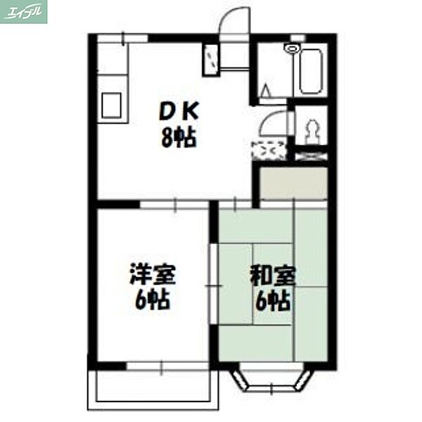 岡山県岡山市北区中仙道1丁目(賃貸アパート2DK・2階・39.74㎡)の写真 その2