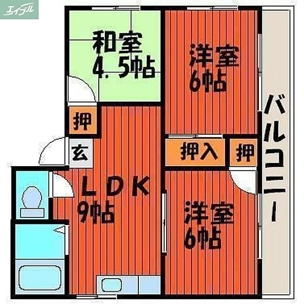 岡山県岡山市北区野田3丁目(賃貸マンション3LDK・3階・58.30㎡)の写真 その2