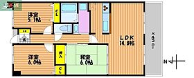 岡山県岡山市北区野田5丁目（賃貸マンション3LDK・4階・70.15㎡） その2