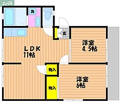 岡山県岡山市南区西市（賃貸アパート2LDK・1階・45.21㎡） その2