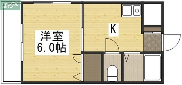 岡山県岡山市南区万倍(賃貸マンション1K・4階・25.39㎡)の写真 その2