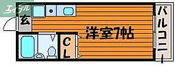 岡山電気軌道清輝橋線 東中央町駅 徒歩3分の賃貸マンション 2階ワンルームの間取り