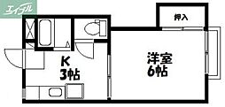 岡山電気軌道清輝橋線 清輝橋駅 徒歩11分の賃貸アパート 3階1Kの間取り