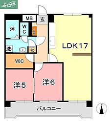清幸マンション野田 2LDKの間取図画像