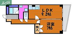 上杉第7ビル西古松 1LDKの間取図画像
