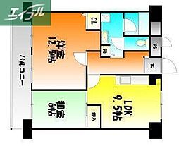 清幸マンション野田 2LDKの間取図画像