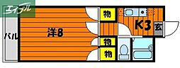 エスポアール北長瀬 1Kの間取図画像