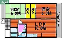 平和ビル 2LDKの間取図画像