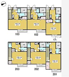 JR山陽本線 岡山駅 バス30分 築港新町前下車 徒歩2分の賃貸アパート 1階1Kの間取り