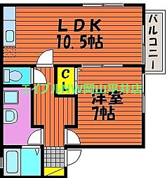 アローズカーサモノプラス福富東D 1LDKの間取図画像