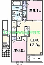 プティボヌールB 2LDKの間取図画像