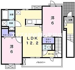 コンシェルジュ颯1 2LDKの間取図画像