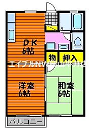 パークサイド浜野 2DKの間取図画像
