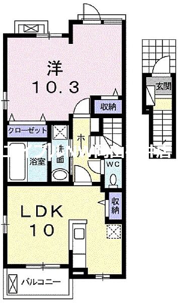 岡山県岡山市東区金岡東町2丁目(賃貸アパート1LDK・2階・52.81㎡)の写真 その2