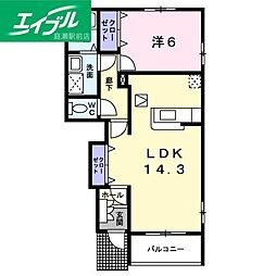 ルージュ1 1LDKの間取図画像