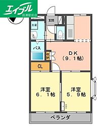 プロニティT&S 2DKの間取図画像