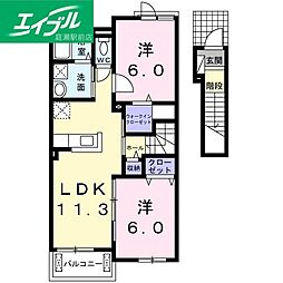 ビレッジ大平 2LDKの間取図画像