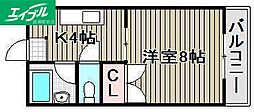 メゾン大福 1Kの間取図画像