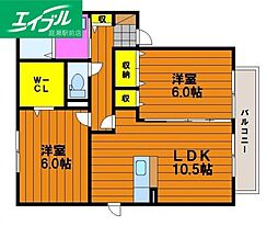 アシュランスA 2LDKの間取図画像