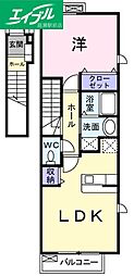 TrainView中庄 1LDKの間取図画像