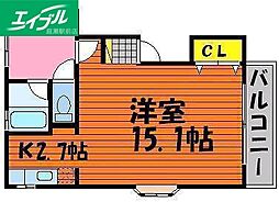 コートダジュールB 1Kの間取図画像