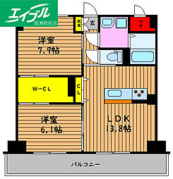 HARLAN一ノ宮 2LDKの間取図画像